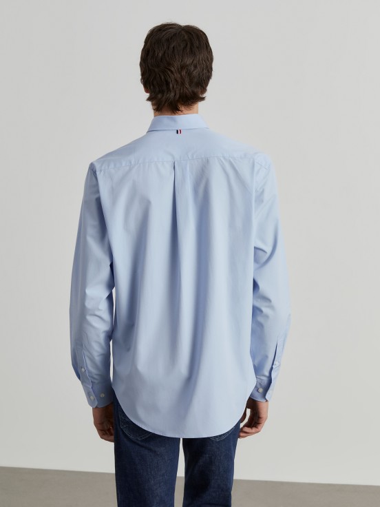 Man's regular fit cotton shirt in plain colour