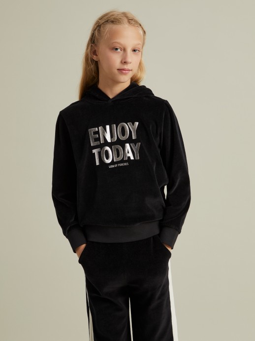 Velvet hooded sweater