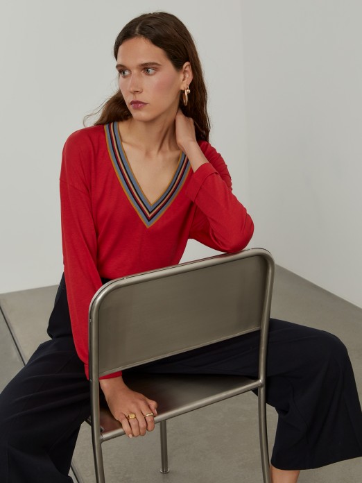 Lyocell and cotton knit sweater