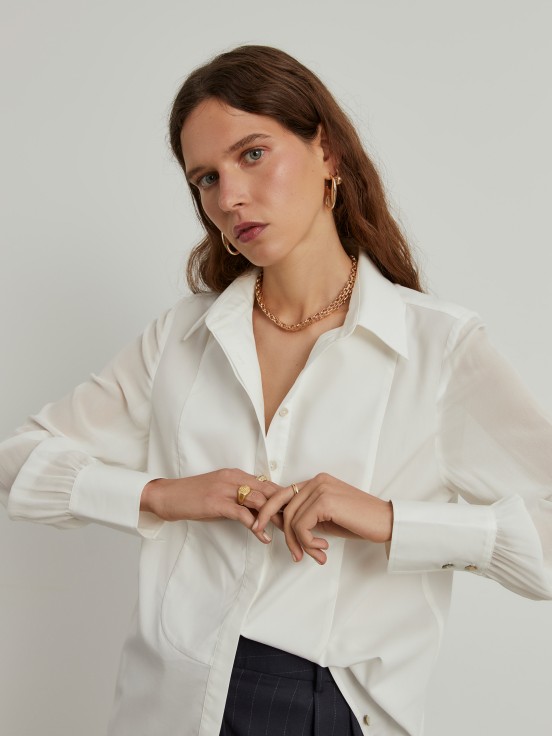 Shirt with transparent sleeves