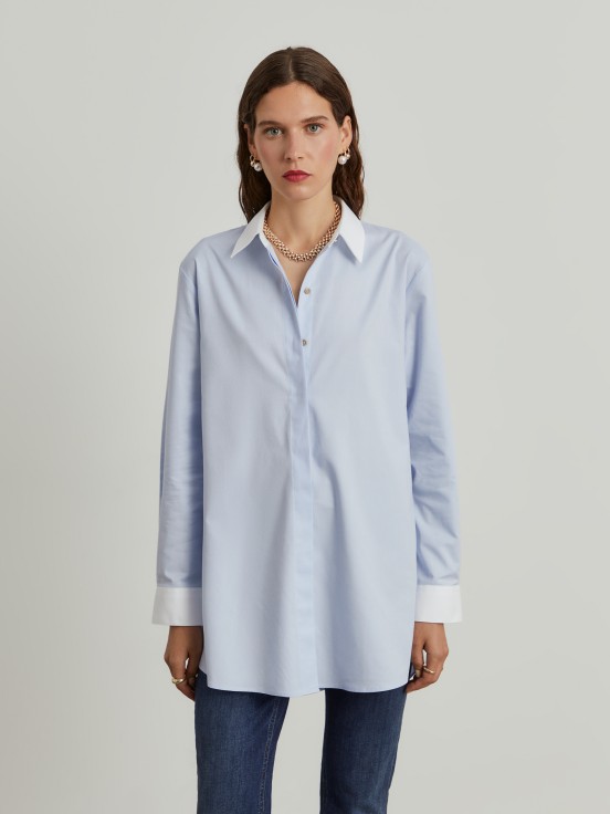 Color block cotton shirt