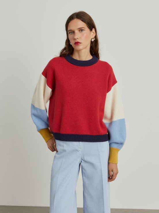 Camisola malha color block