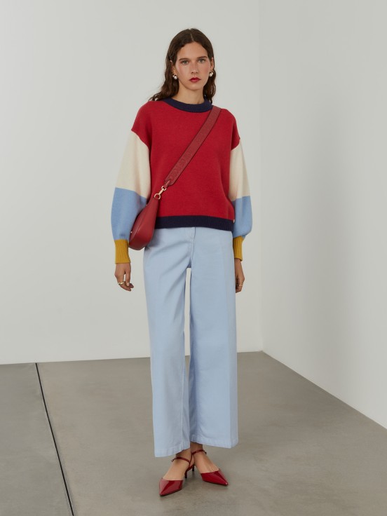 Camisola malha color block