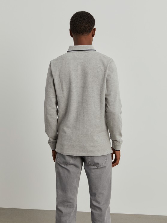 Long sleeve piqu polo shirt