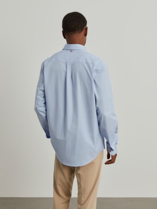 Man's regular fit cotton shirt in plain colour