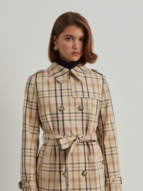 Checkered trench coat