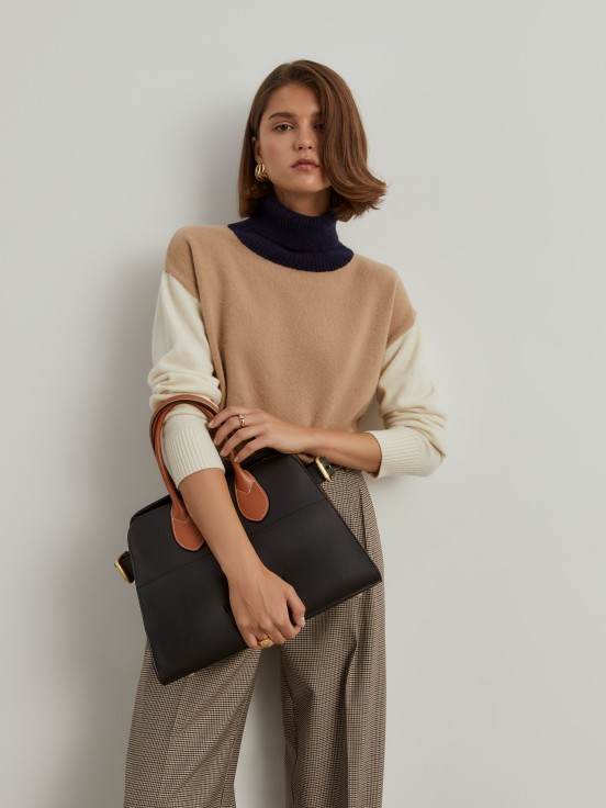 Colorblock turtleneck sweater