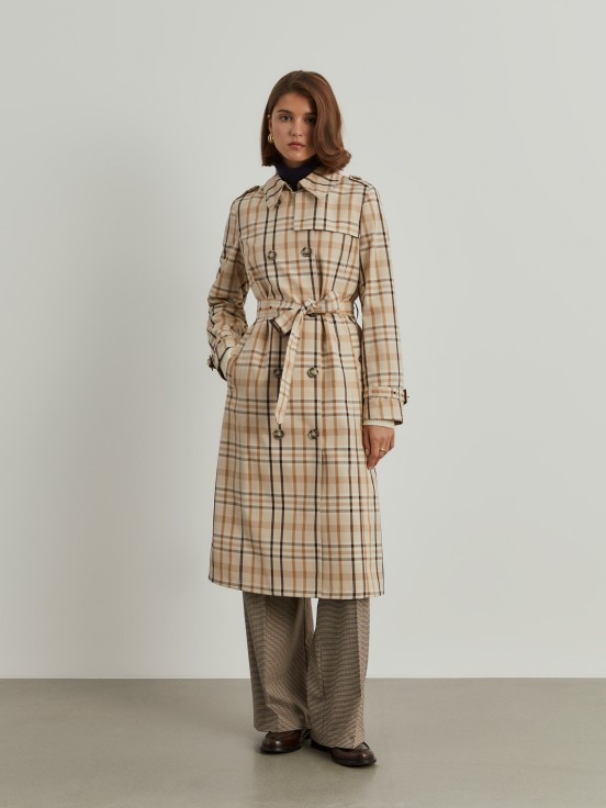 Checkered trench coat