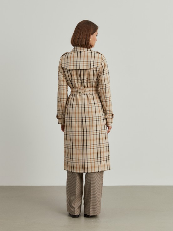 Checkered trench coat