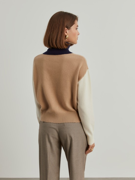 Colorblock turtleneck sweater