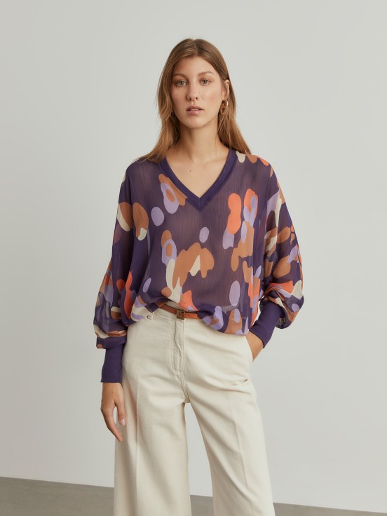 Blusa fluida estampada