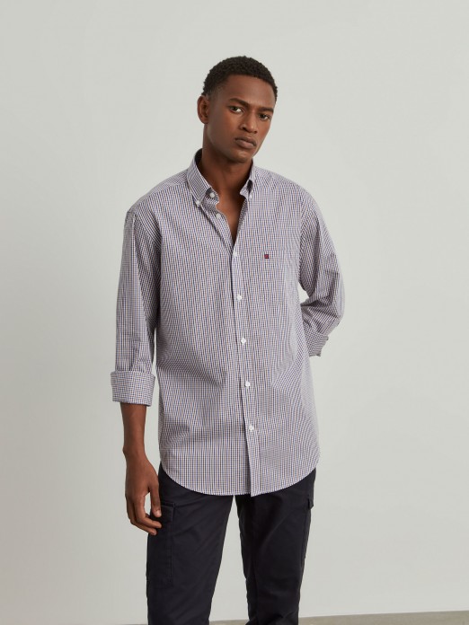 Man's regular fit cotton shirt with striped pattern