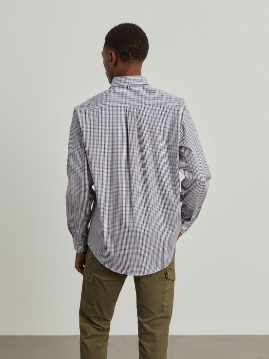 Man's regular fit cotton shirt in plain colour