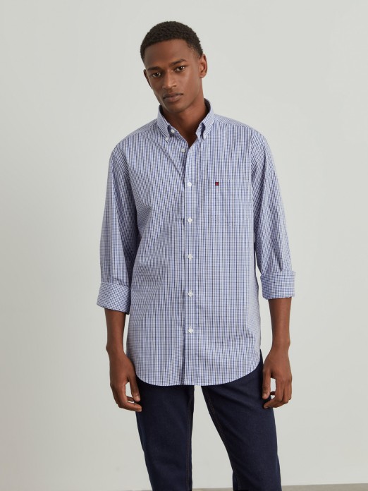 Man's regular fit cotton shirt with striped pattern