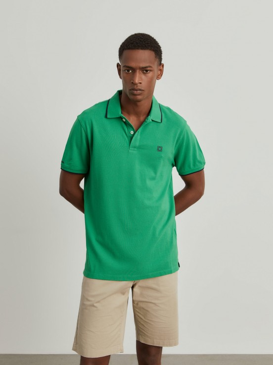 Cotton piqu polo shirt