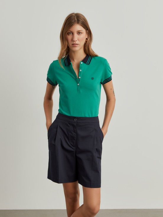 Two-tone pique polo shirt