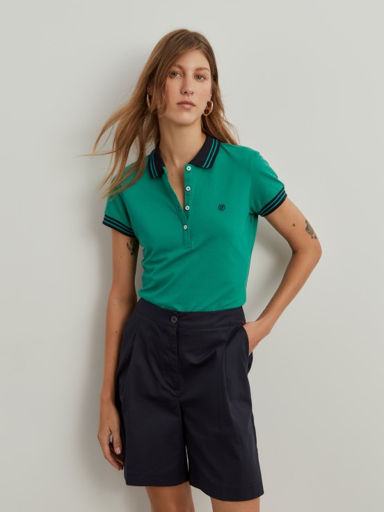 Two-tone pique polo shirt