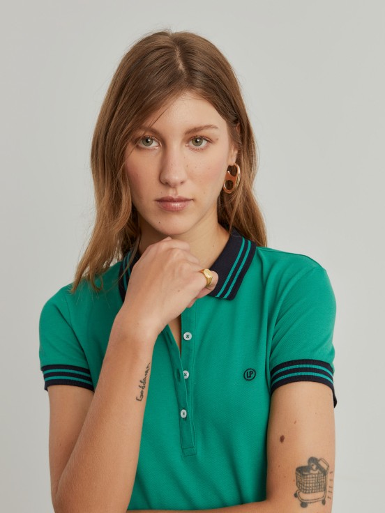 Two-tone pique polo shirt