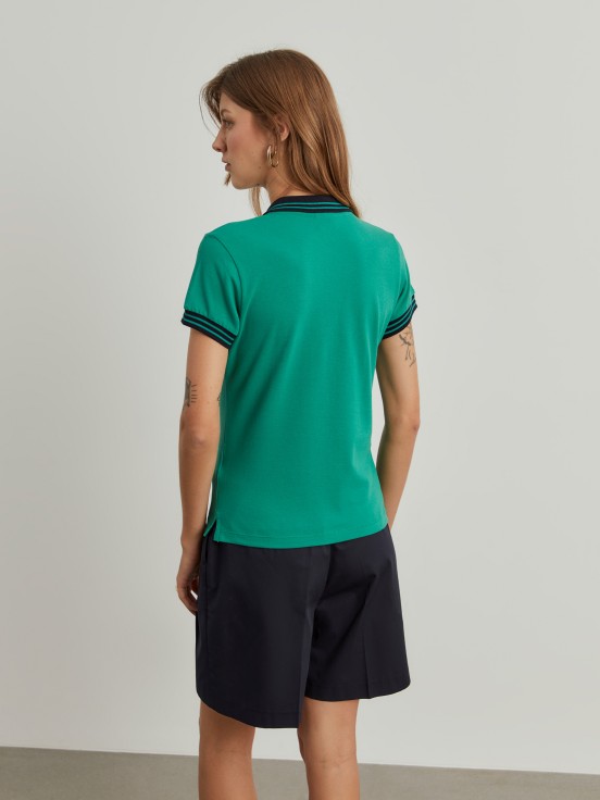 Two-tone pique polo shirt