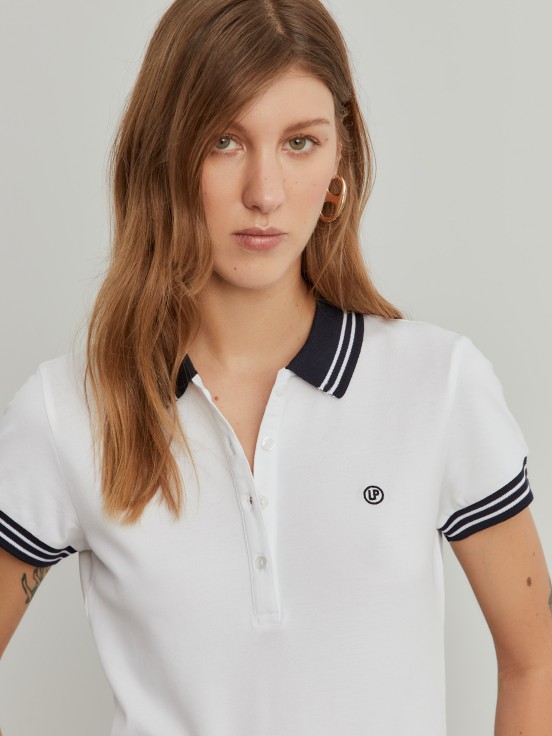 Two-tone pique polo shirt