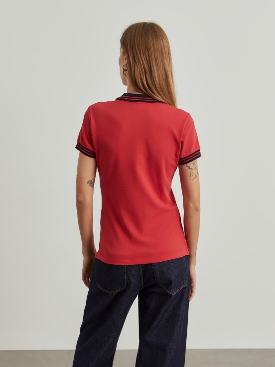 Two-tone pique polo shirt