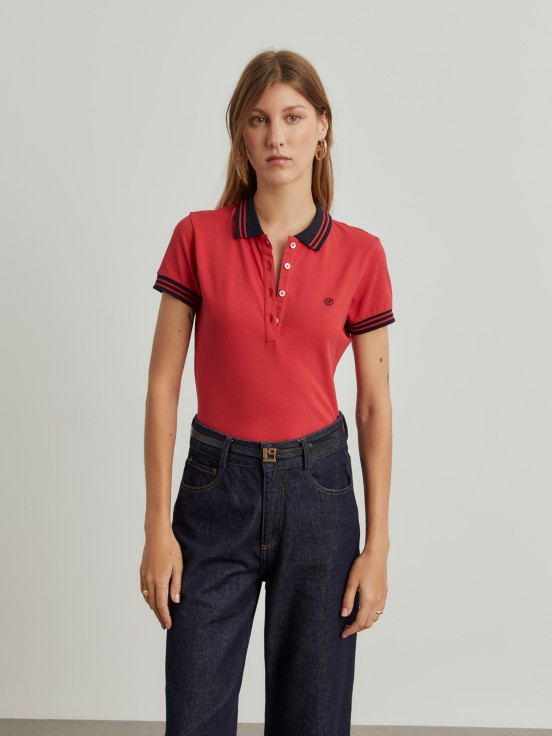 Two-tone pique polo shirt