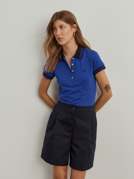 Two-tone pique polo shirt