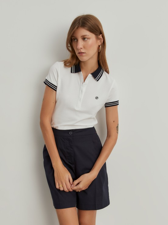 Two-tone pique polo shirt