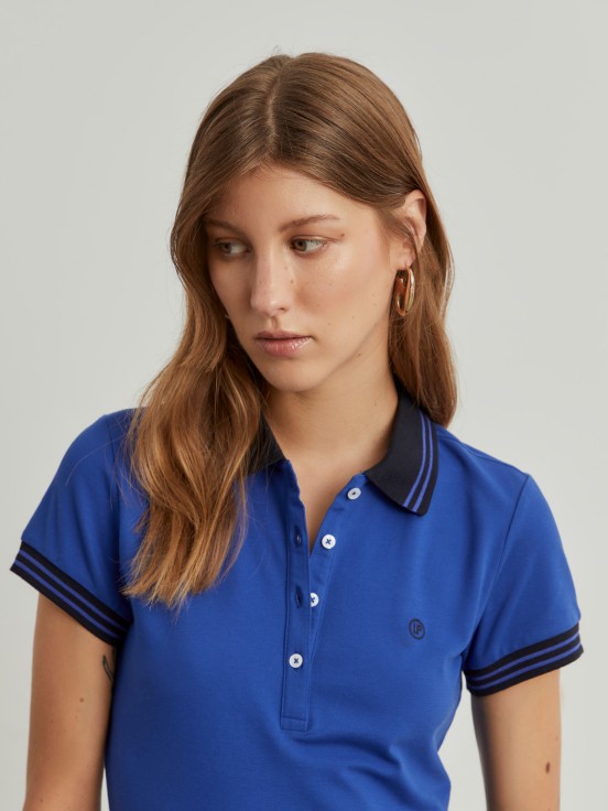 Two-tone pique polo shirt