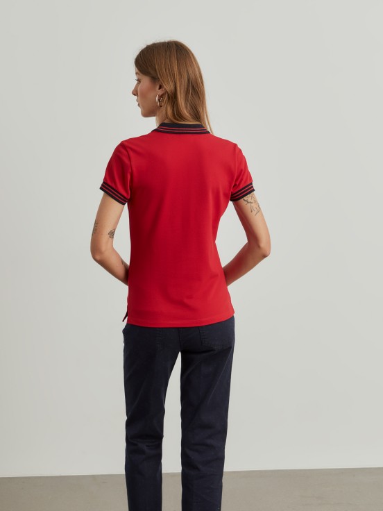 Two-tone pique polo shirt