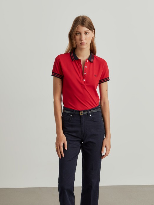 Two-tone pique polo shirt