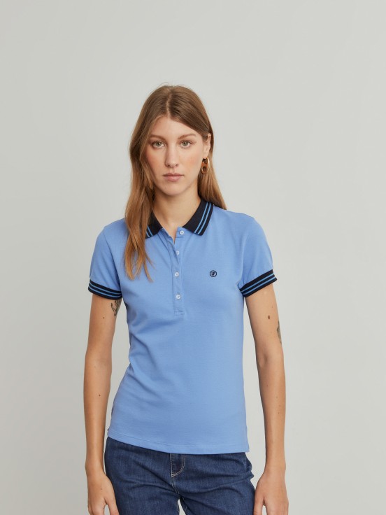 Two-tone pique polo shirt