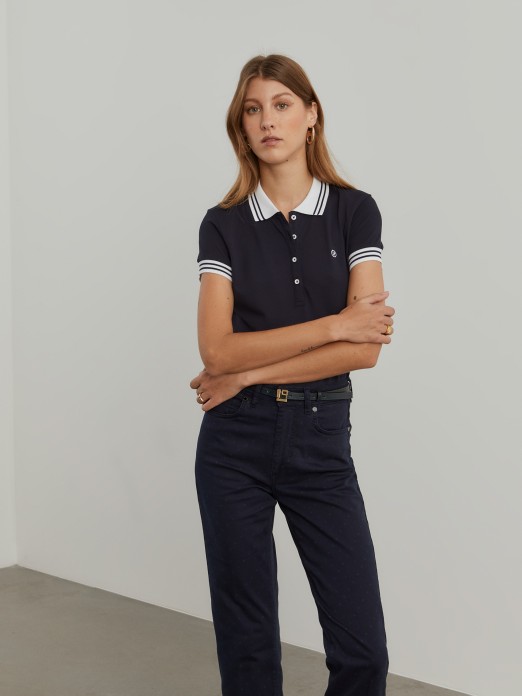 Two-tone pique polo shirt