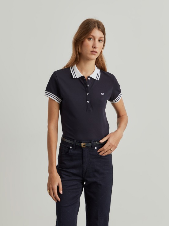 Two-tone pique polo shirt