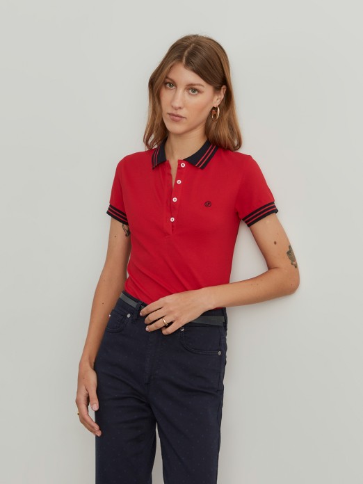 Two-tone pique polo shirt