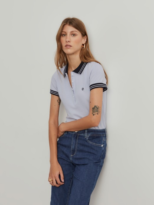 Two-tone pique polo shirt