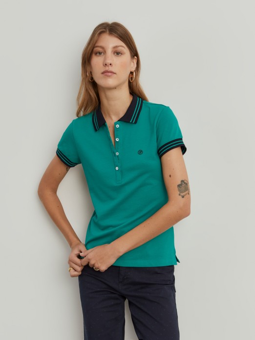 Two-tone pique polo shirt