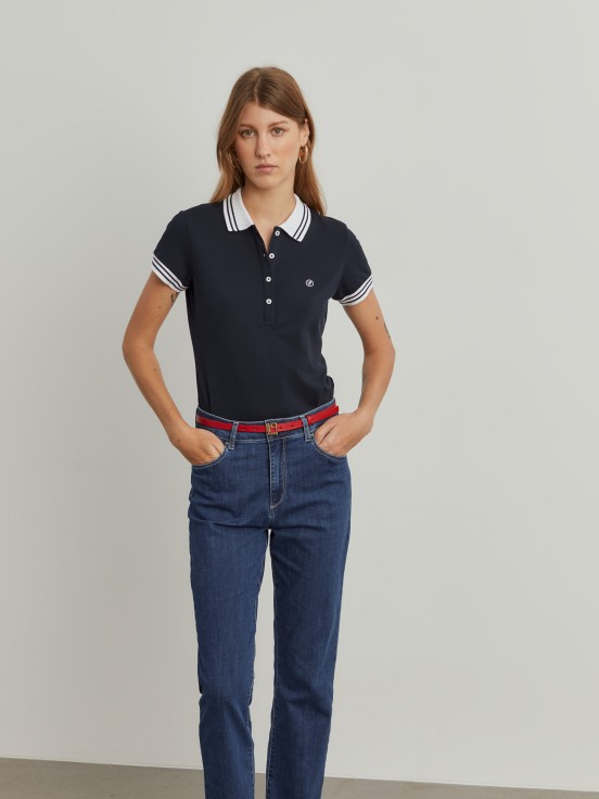 Two-tone pique polo shirt