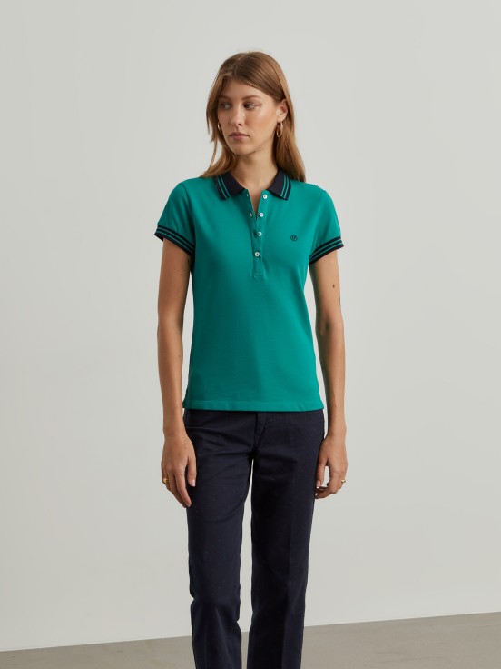 Two-tone pique polo shirt