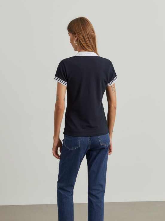 Two-tone pique polo shirt