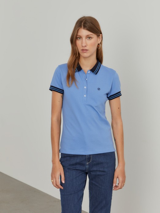 Two-tone pique polo shirt