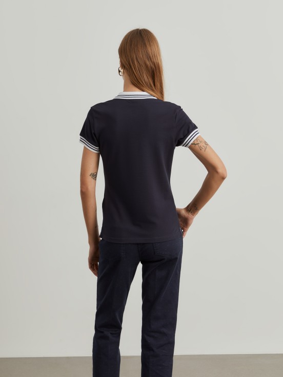 Two-tone pique polo shirt