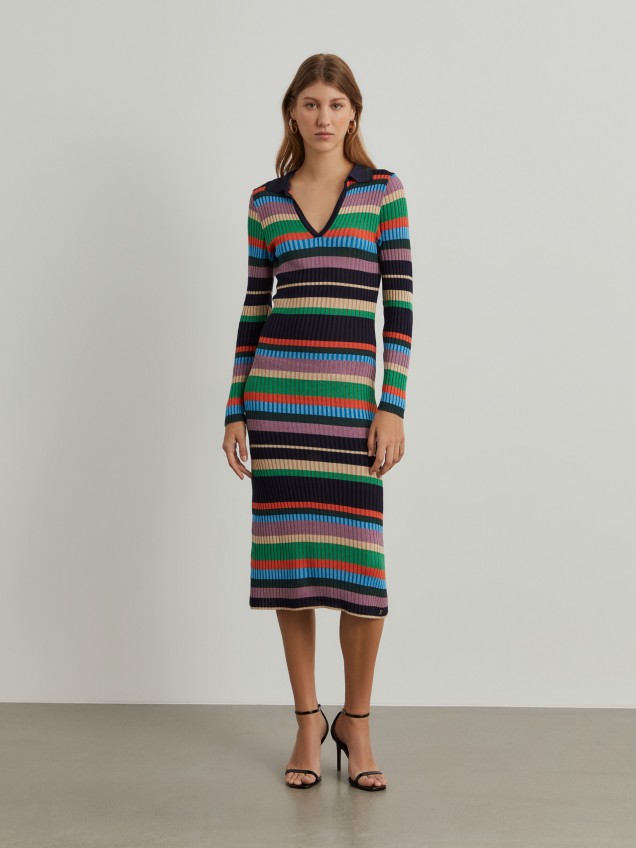 Vestido comprido riscas multicolores - Image product