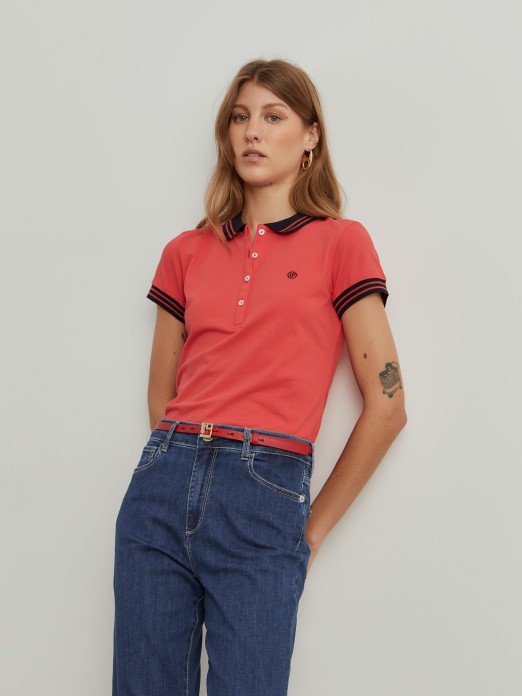 Two-tone pique polo shirt