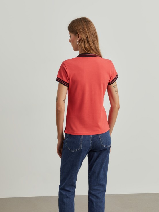 Two-tone pique polo shirt