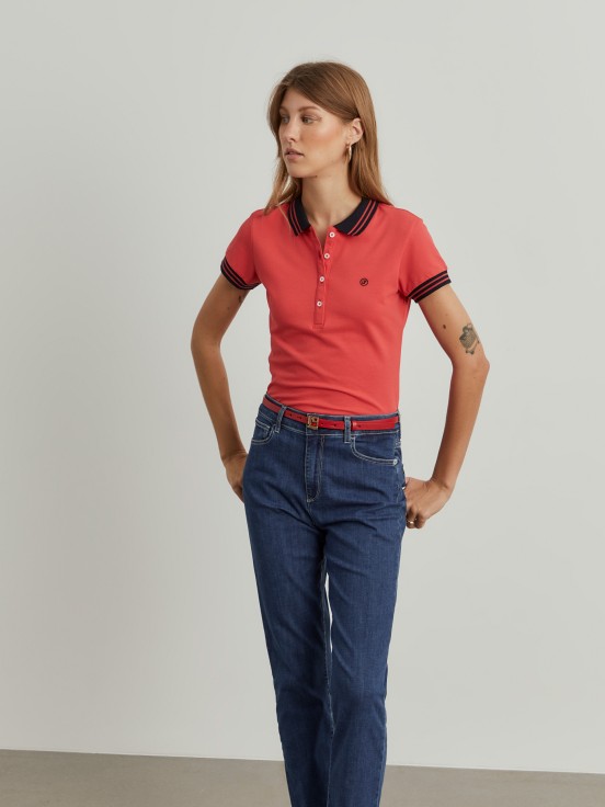 Two-tone pique polo shirt