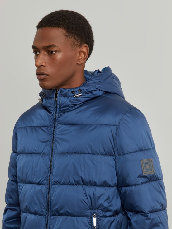 Men's technical padded jacket with hood