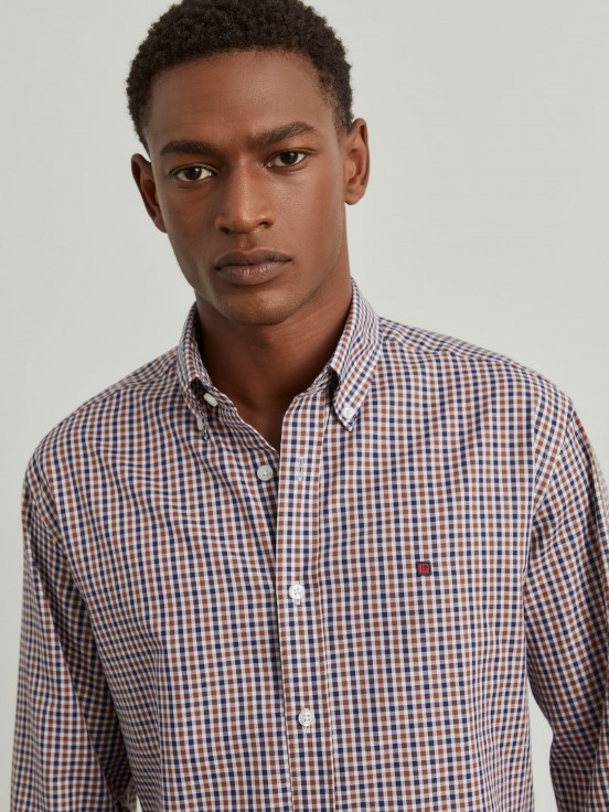 Slim fit cotton shirt with check pattern