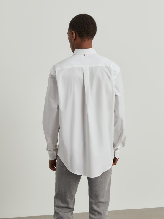 Man's regular fit cotton shirt in plain colour