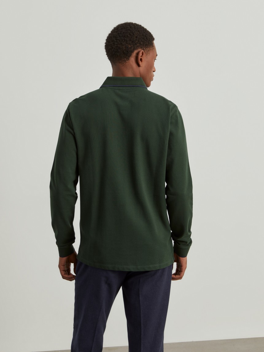Long sleeve piqu� polo shirt